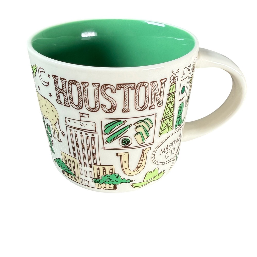 Starbucks Been There Series Houston Mug White Green Texas Souvenir Coffee Cup